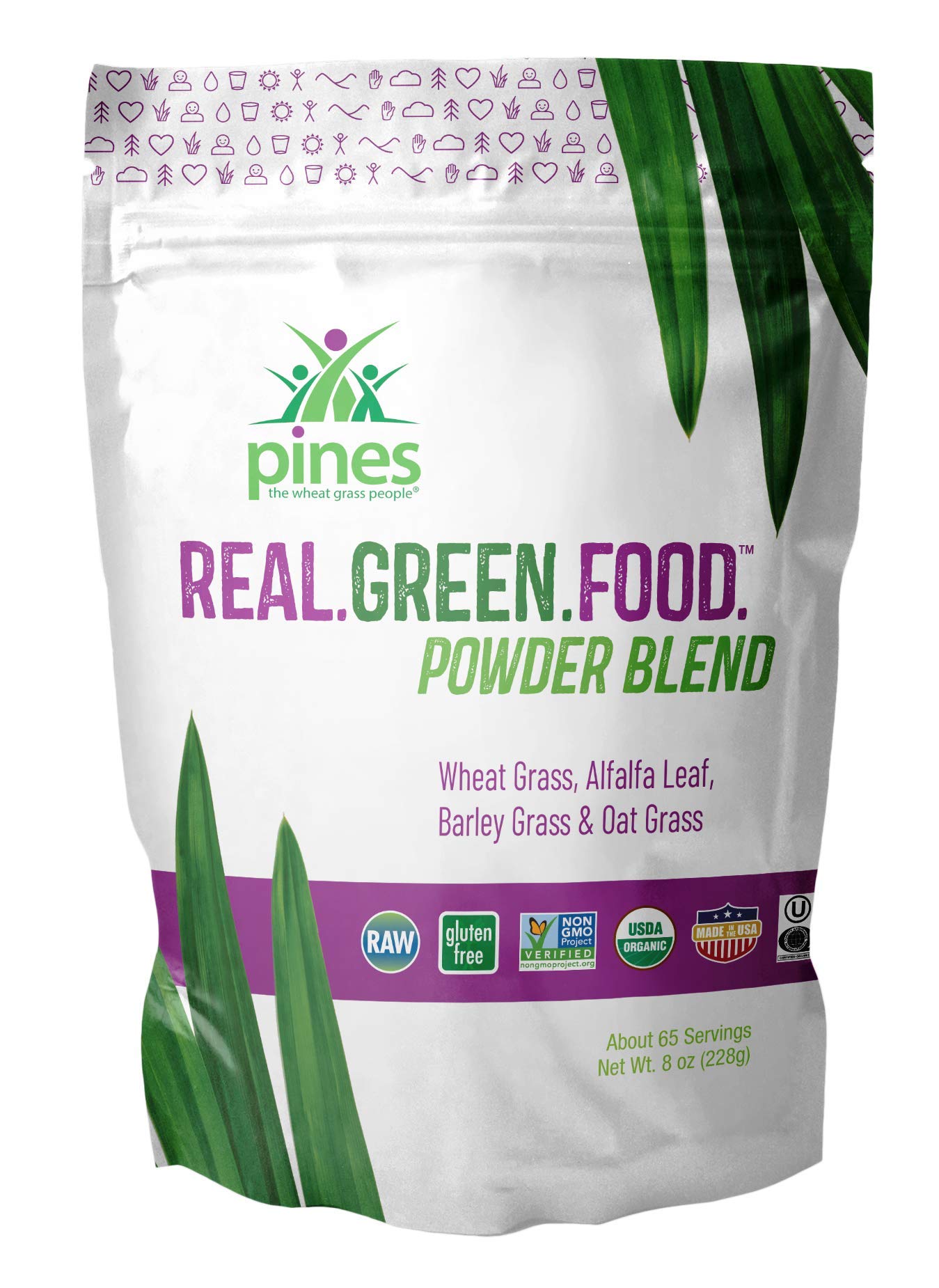 Pines Real.Green.Food. Organic Superfoods Powder Blend, Powder, 8 Ounce