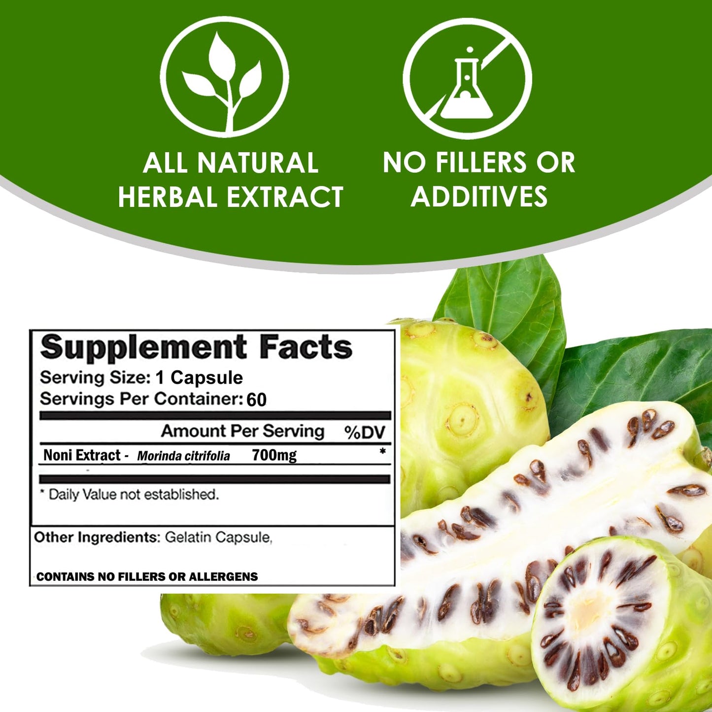VH Nutrition Noni Capsules 700mg Morinda citrifolia Extract, 60 Capsules