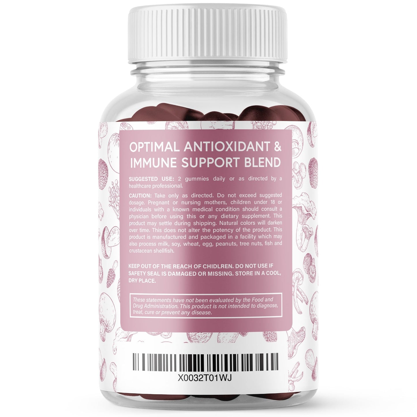 PLANT.O NUTRITION Mushroom Gummies Premium Supplement with Lion’s Mane, Reishi & Shiitake Nootropic Brain Support, Immune Support, Mood & Relaxation, 60 Gummies