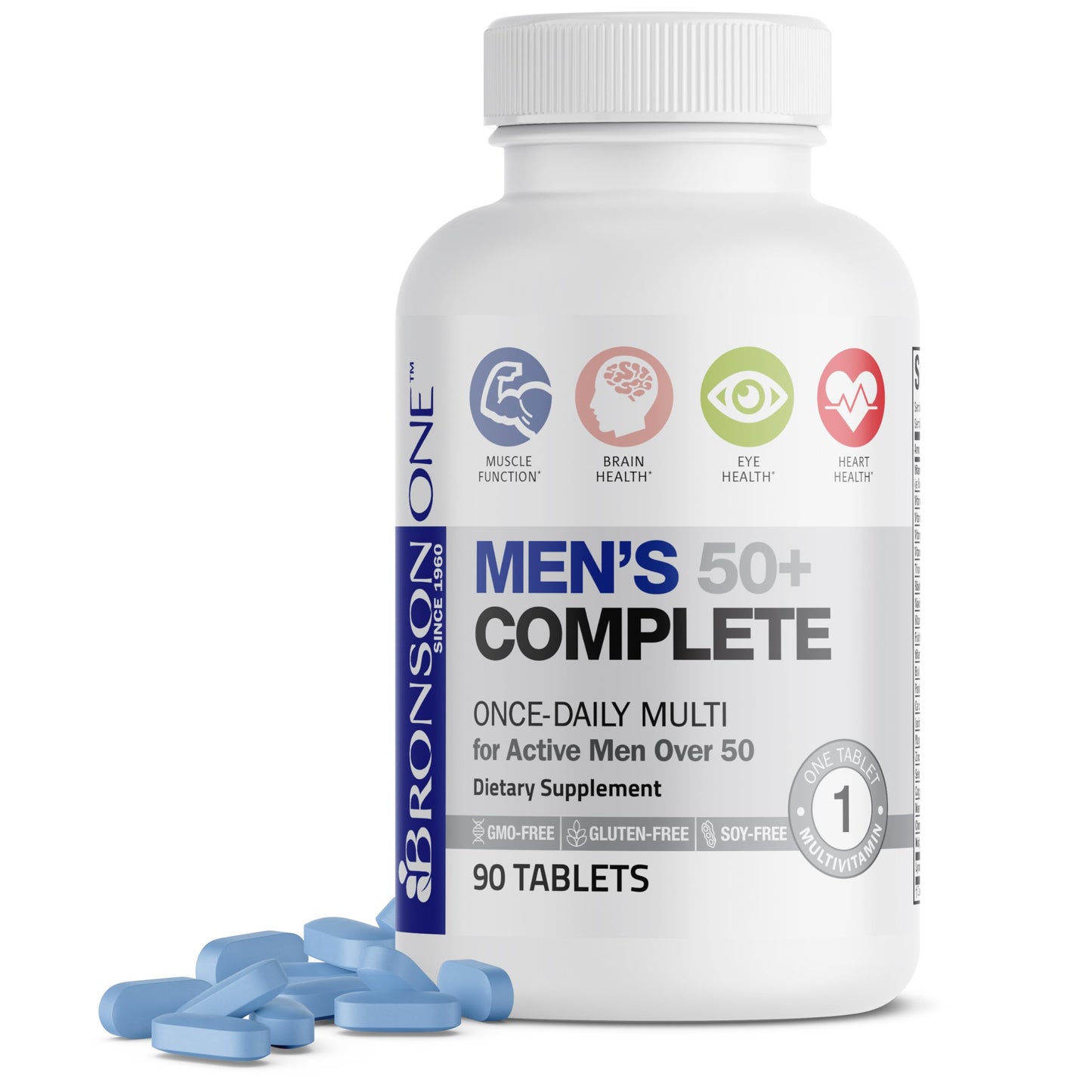 Bronson ONE Daily Men's 50+ Complete Multivitamin Multimineral Tablets 90 Count