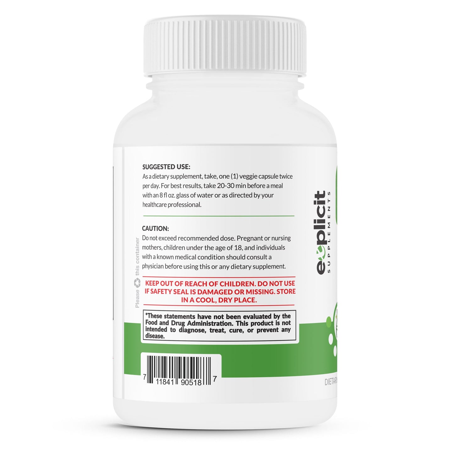 eXplicit Supplements Garcinia Cambogia 95% HCA Weight Loss Supplement Max Strength 1400mg Capsule, 1 Count