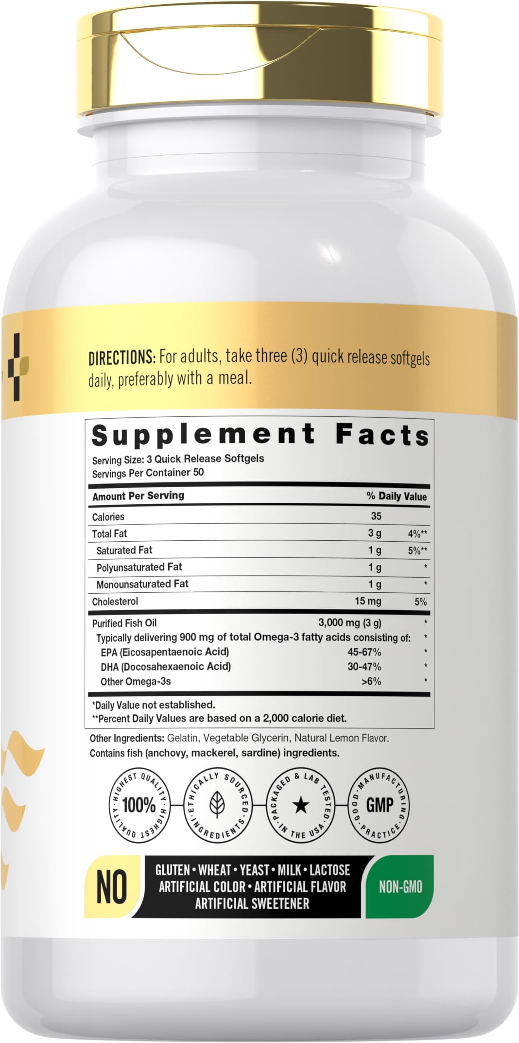 Doctor's Way Fish Oil 3000mg Omega-3 with EPA and DHA Softgels 150
