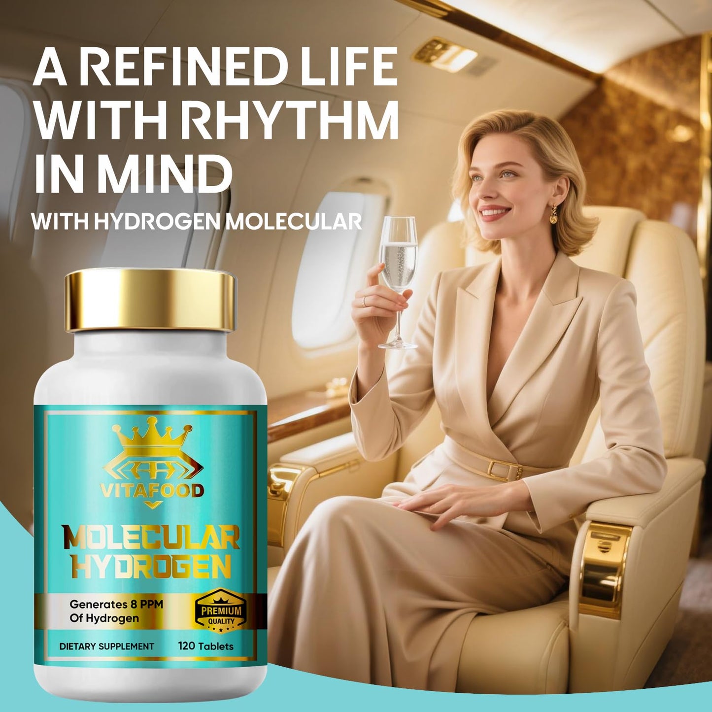 VITAFOOD Hydrogen Water Tablets with Magnesium, 120 Tablets