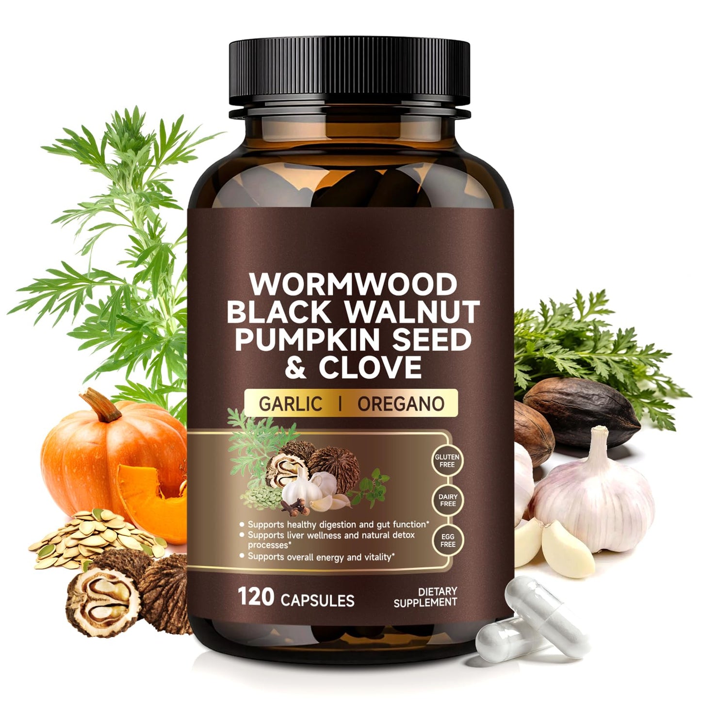 VSKZFSRY Wormwood Black Walnut Capsules 120 Count