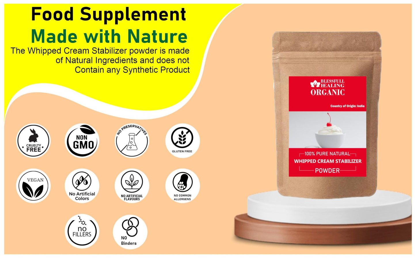 Blessfull Healing Organic Whipped Cream Stabilizer Powder 7.05 oz (200 g)
