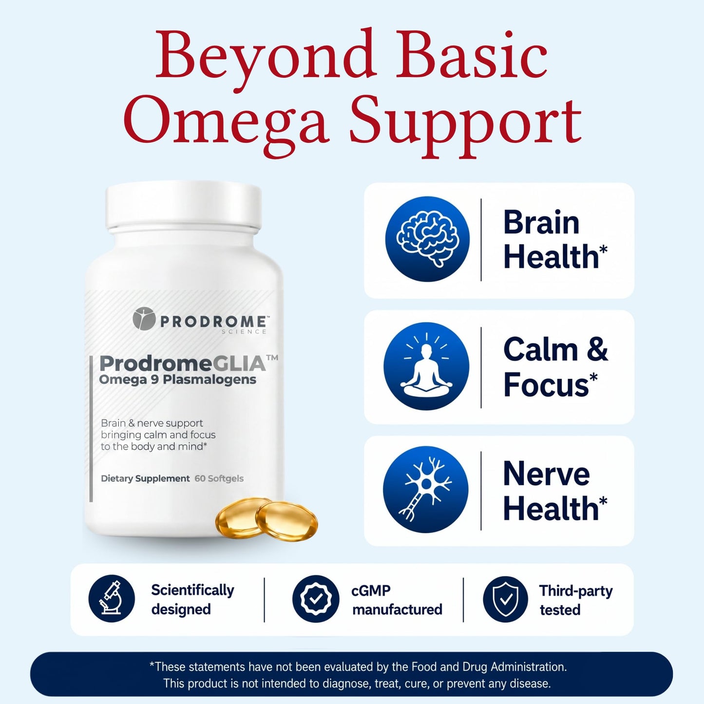 Prodrome Plasmalogen Brain & Nervous System Support Supplement with Omega-9 60 Softgels