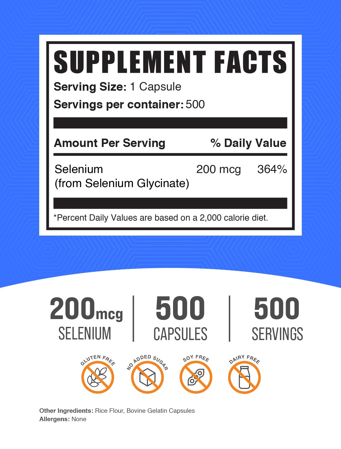 BulkSupplements Selenium Glycinate Capsules - Selenium Supplement, 200mcg per Capsule, 500 Count