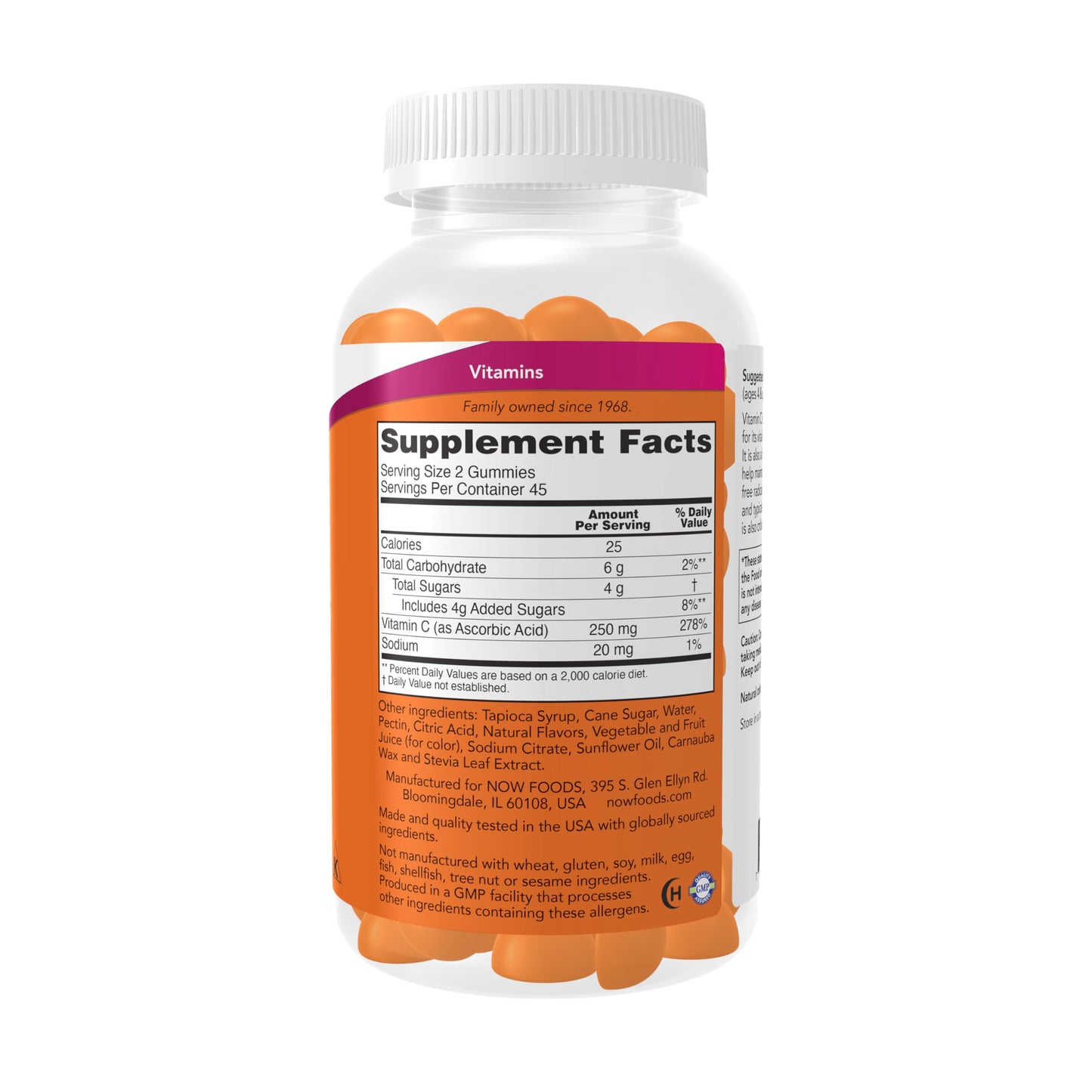 NOW Foods Vitamin C Gummies 250 mg Gummy 90 Gummies