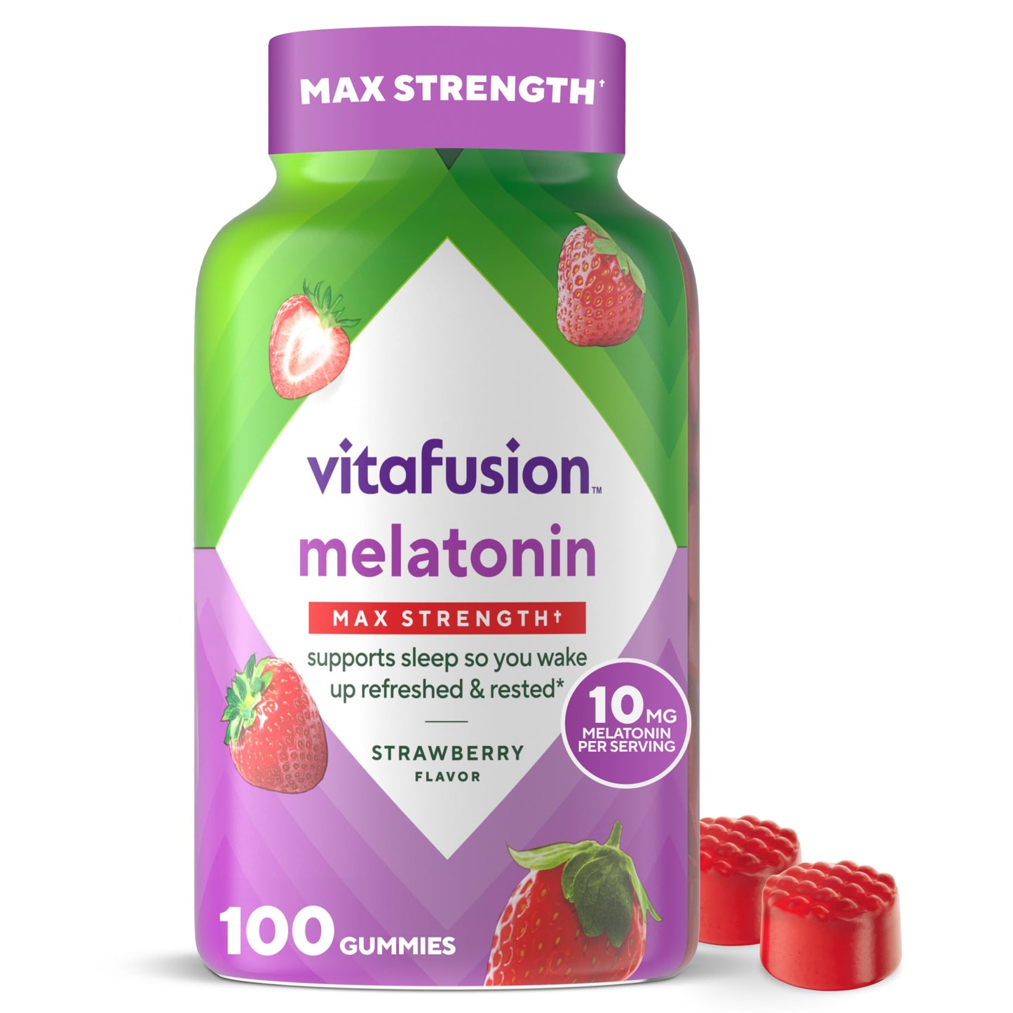 Vitafusion Max Strength 10 mg Melatonin Gummies, 100 Count