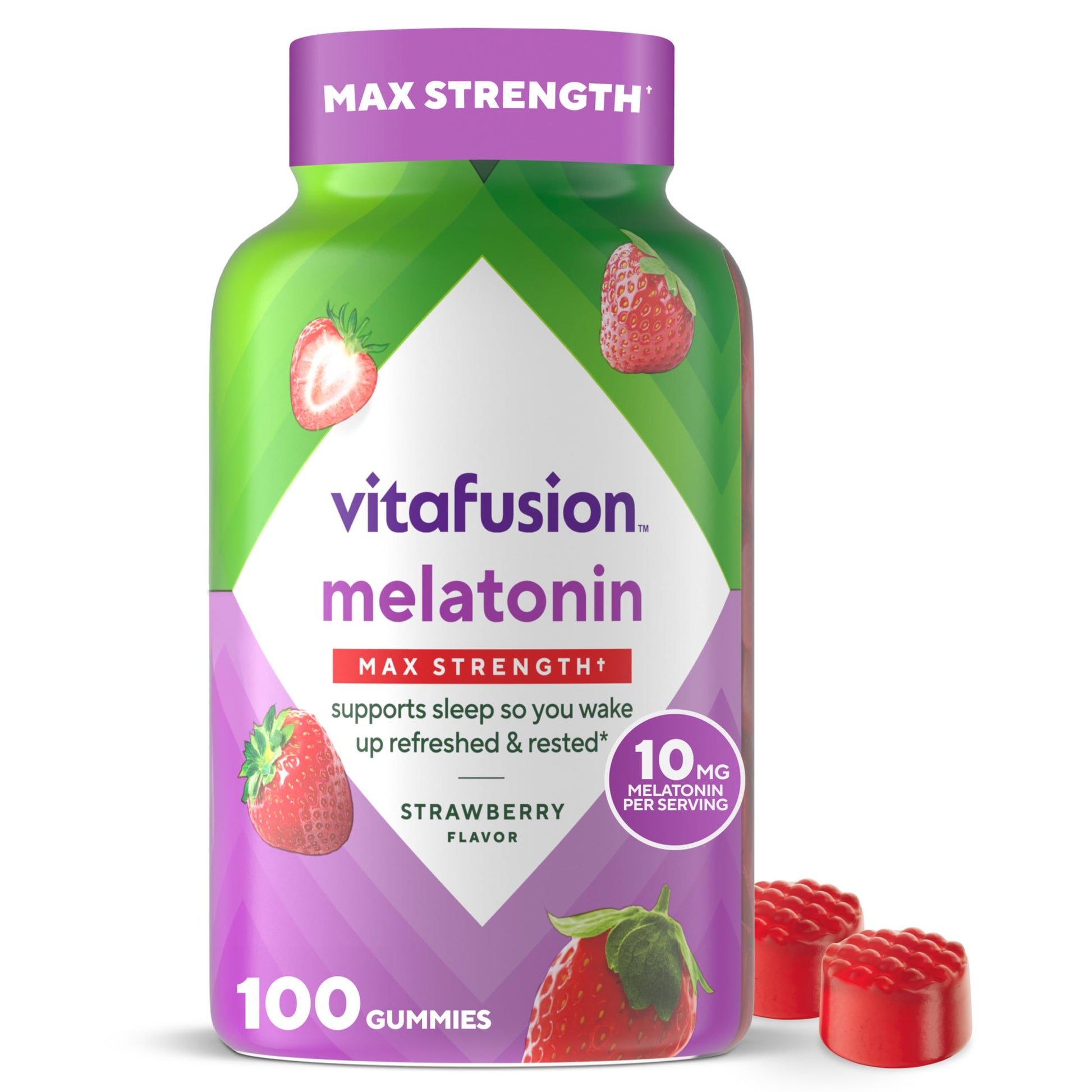 Vitafusion Max Strength 10 mg Melatonin Gummies, 100 Count