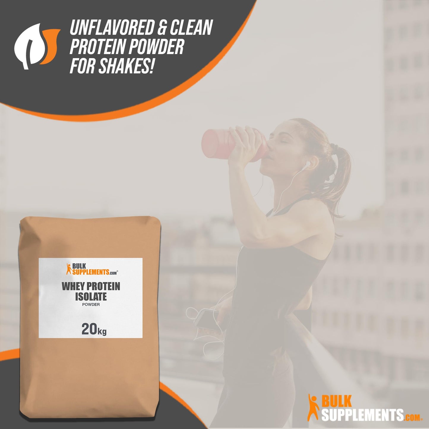 BulkSupplements Whey Protein Isolate Powder, Unflavored, Gluten Free, 20 kg (44.09 lb), 705.5 Servings