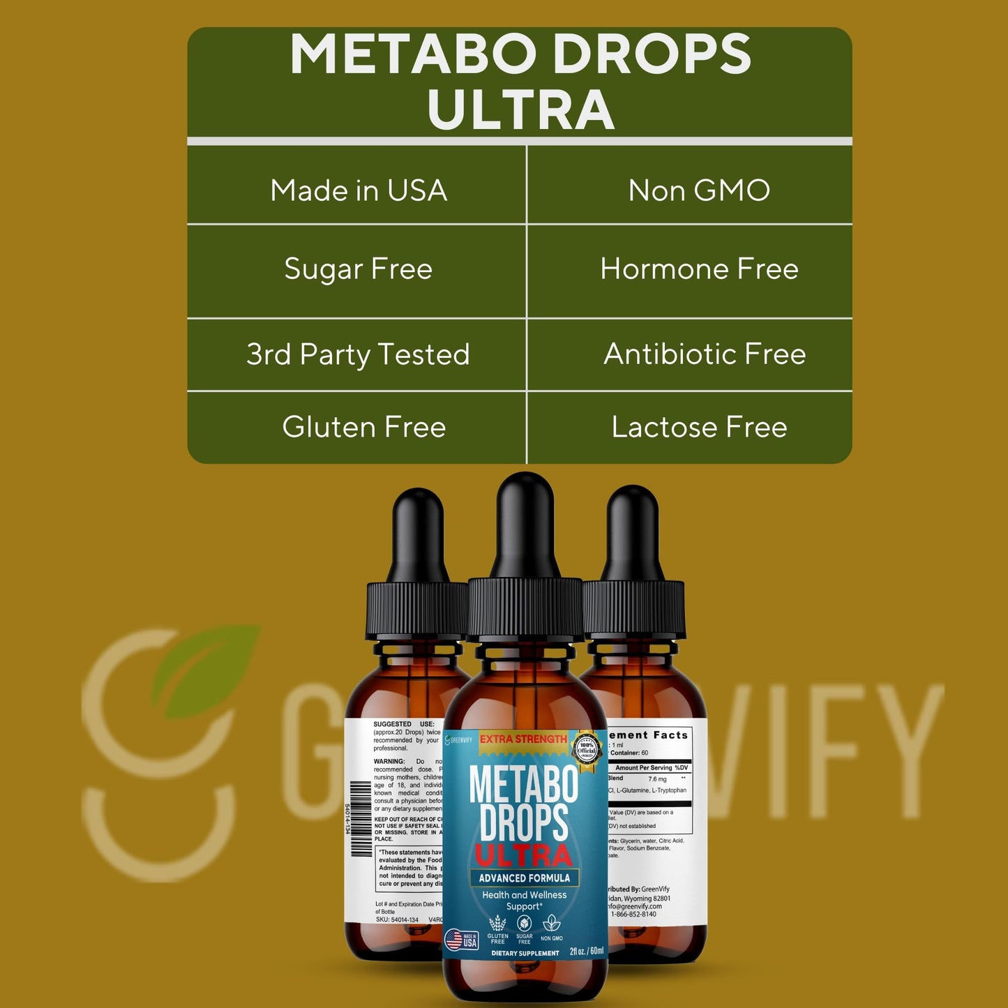 GREENVIFY MetaboDrops Ultra Advanced Formula Health and Wellness Support, 60 Capsules