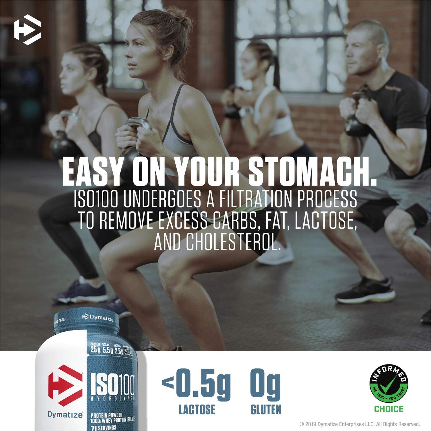 Dymatize ISO100 Hydrolyzed Whey Isolate Protein Powder Cookies and Cream 1.6 Pound