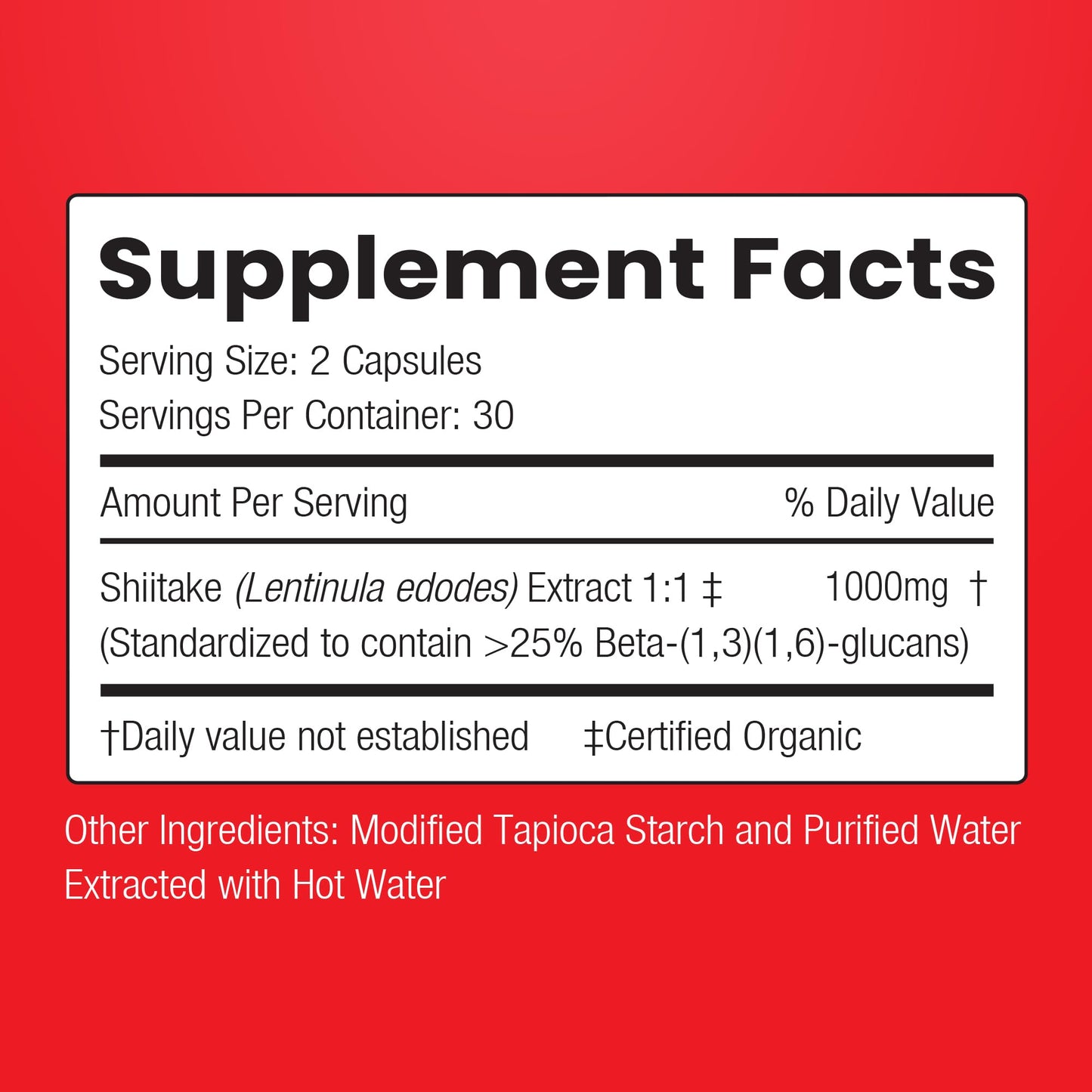 ENCAPSULATE Shiitake Capsule 1000mg – Premium Organic Fruiting Body 1:1 Extract – Adaptogen Mushroom Supplement for Heart Health, Vitality & Immune Support – Lab Tested, Vegan & Non-GMO, 60 Count
