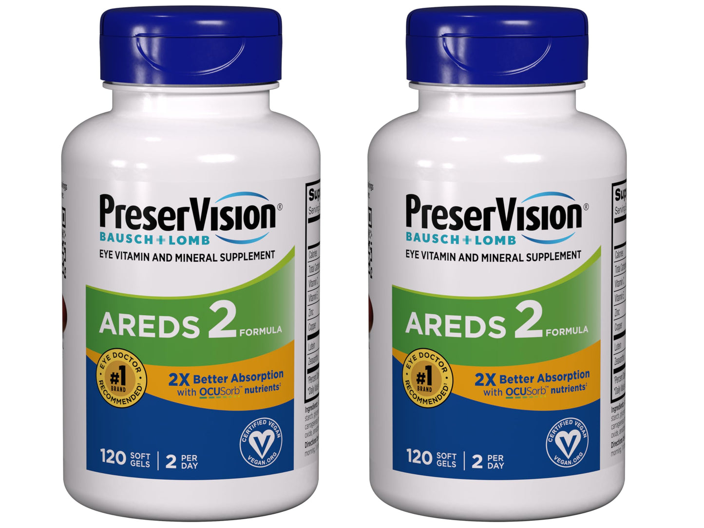 Bausch + Lomb PreserVision AREDS 2 Eye Vitamin & Mineral Supplement with OCUSorb Soft Gels 120 Count