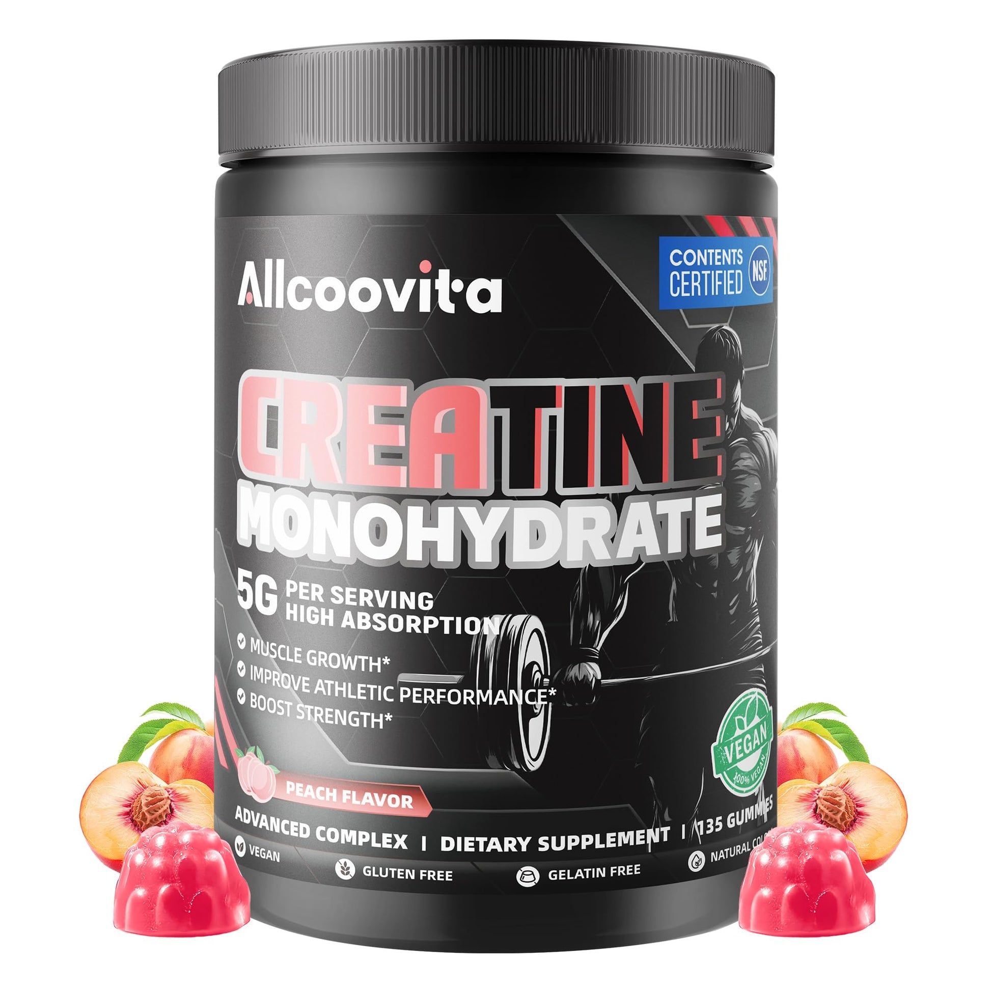 Allcoovita Creatine Monohydrate Gummies 135 Count