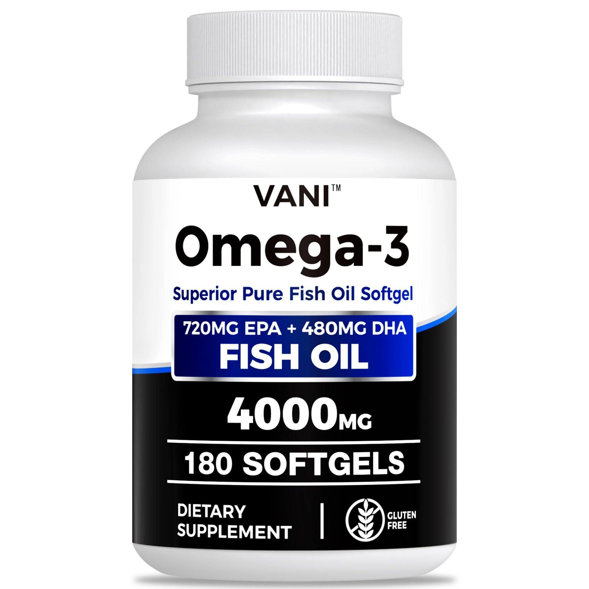 VANI Fish Oil Omega-3 (4000mg) Softgel 180 Count