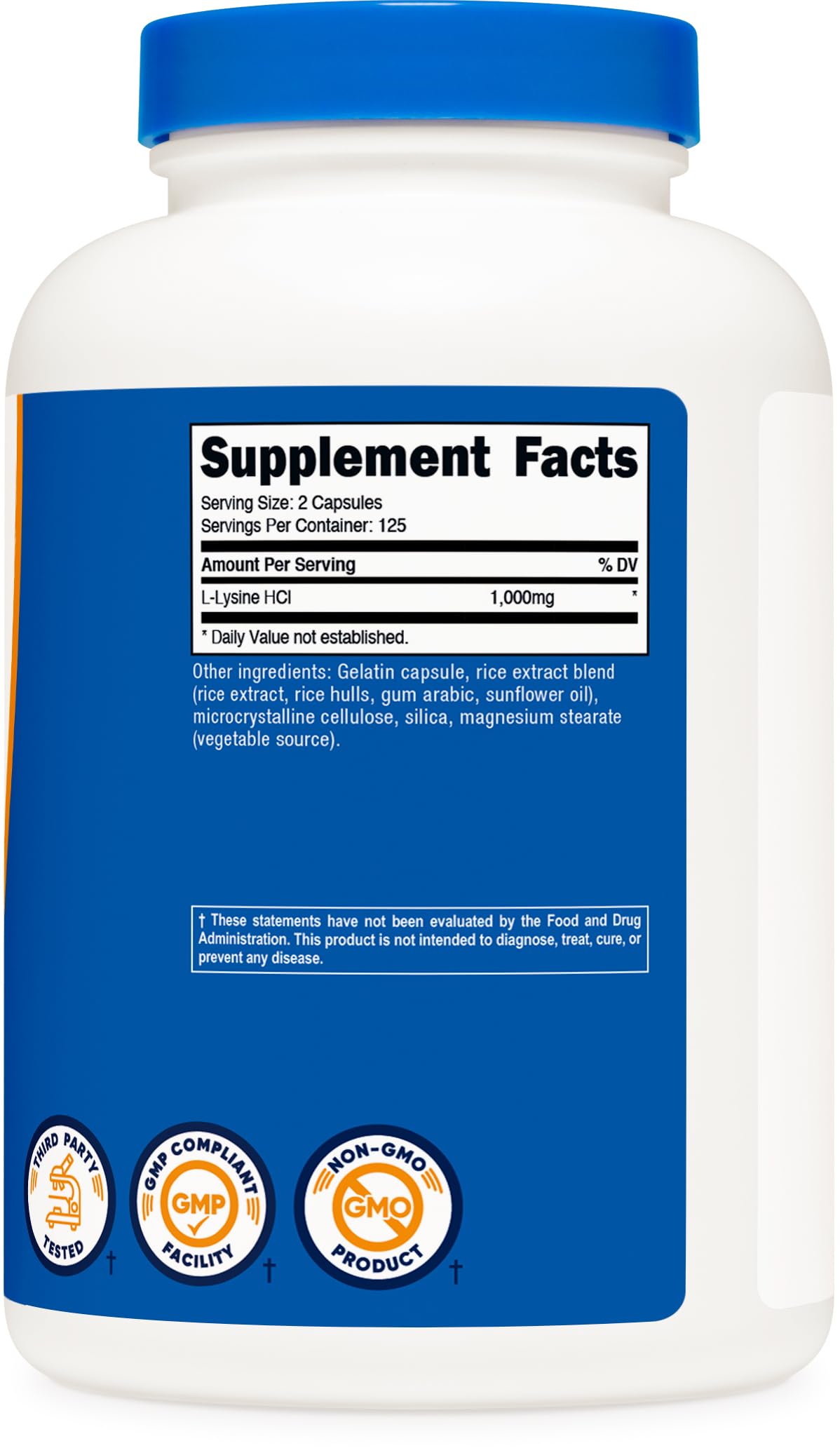 Nutricost L-Lysine 1000mg Capsules 250 Count