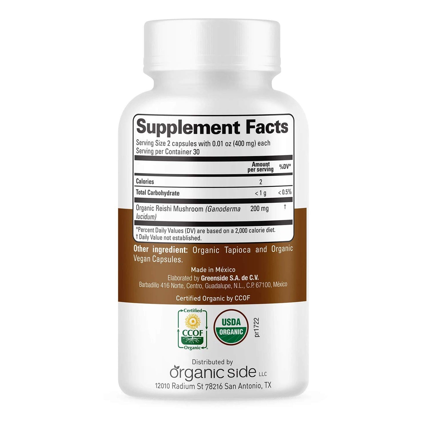OS Organic Side Reishi Mushroom Capsules, 60 Capsules