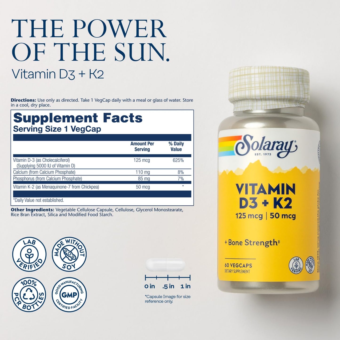 Solaray Magnesium Glycinate and Vitamin D3 K2 Bundle Capsule, 60 VegCaps