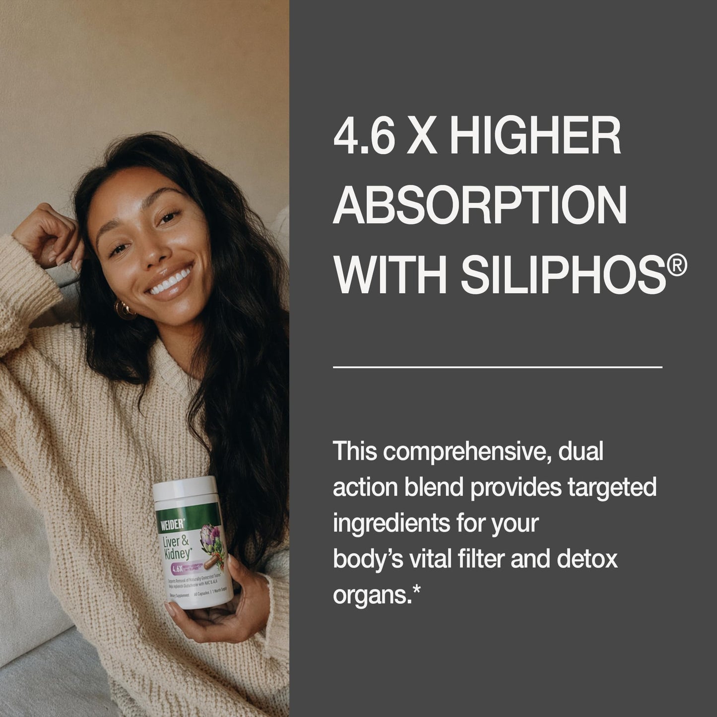 Weider Liver & Kidney Support Antioxidant Complex with Milk Thistle Extract, NAC & Alpha Lipoic Acid Capsules, 60 Count