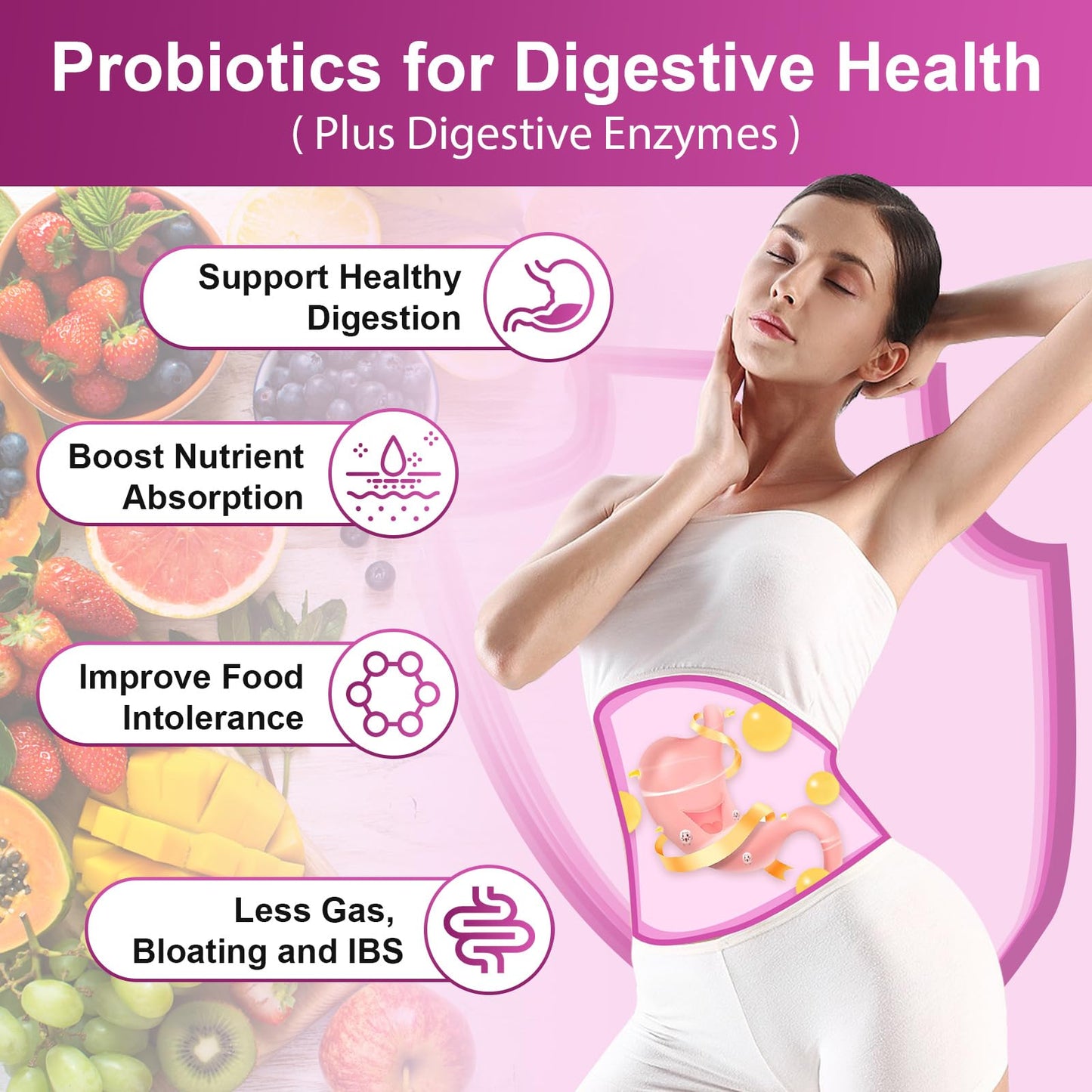 NATURE TARGET Probiotics for Women 100 Billion CFUs Probiotic with Digestive Enzymes & Prebiotics Vaginal Probiotics with Cranberry for Urinary Tract Health pH Balance Capsules 90