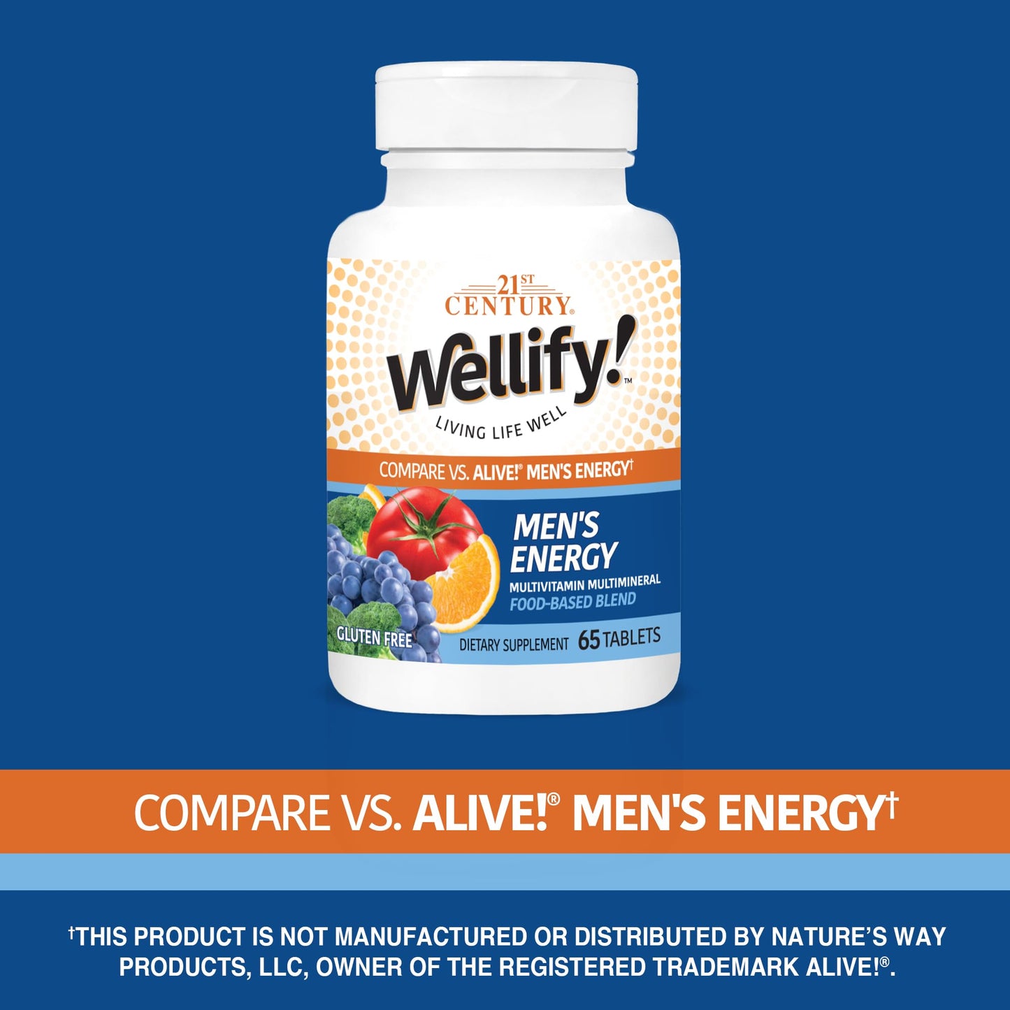 21st Century Wellify Men's Energy Multivitamins with Minerals Tablets, 65 Count