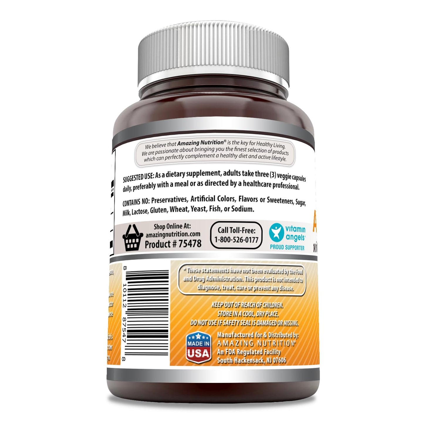 Amazing Nutrition Ashwagandha Root with Black Pepper Extract Supplement Capsule 1