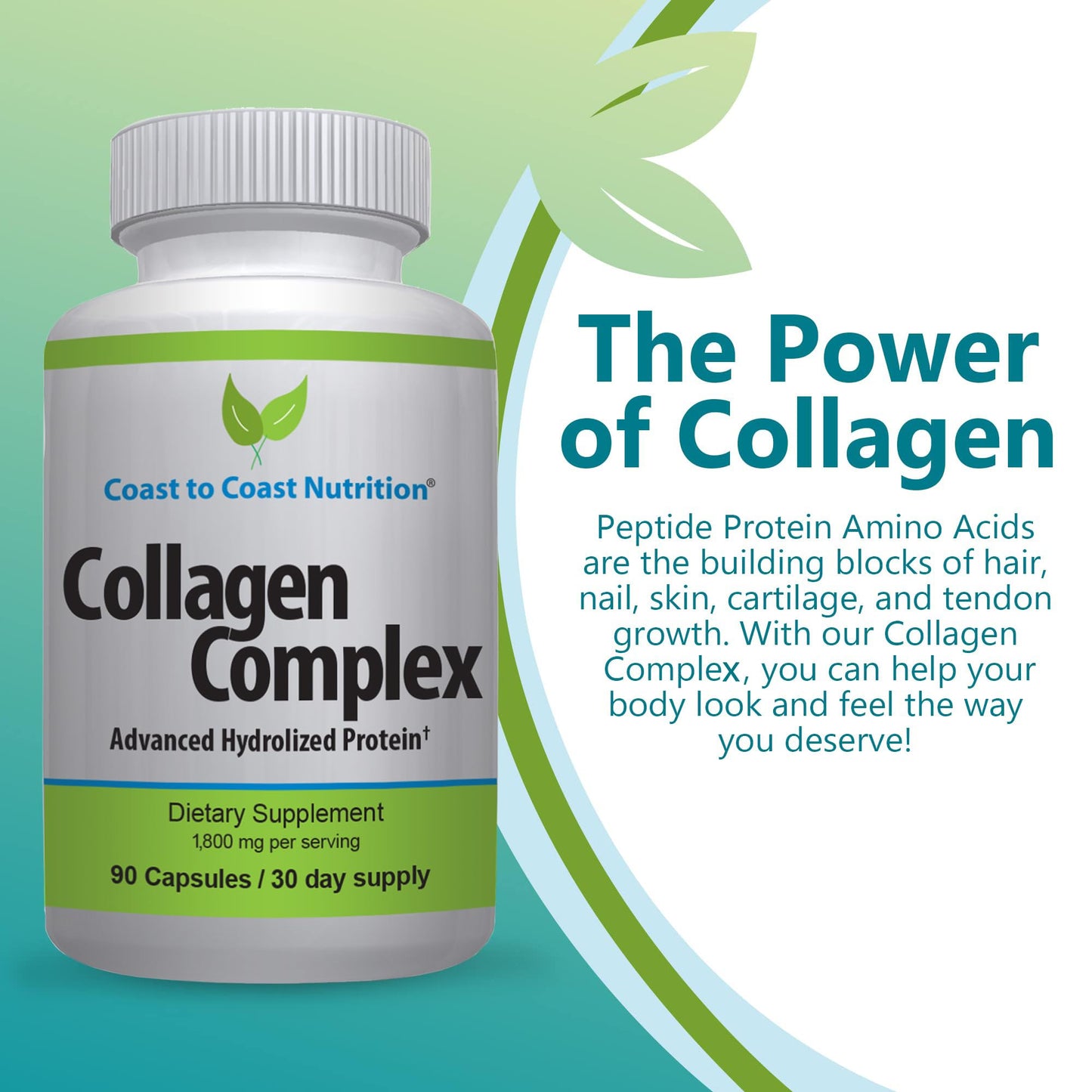 Coast to Coast Nutrition Hydrolyzed Collagen Multi Collagen 90 Capsules