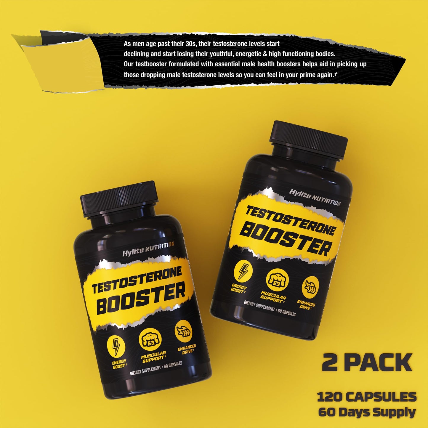 HYLITE NUTRITION Testosterone Booster for Men Capsule 120 Count