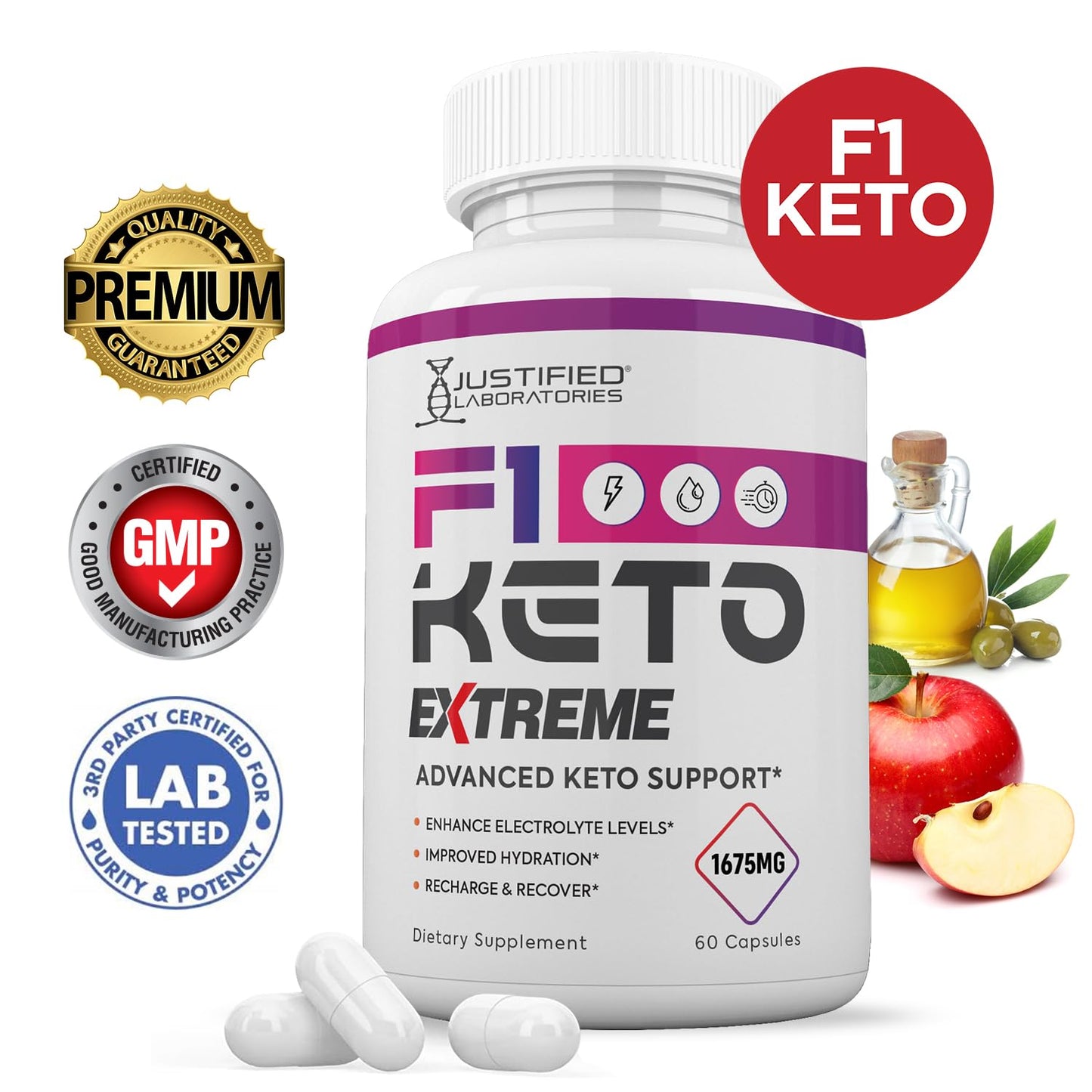 Justified Laboratories F1 Extreme 1675mg Capsules, 60 Count
