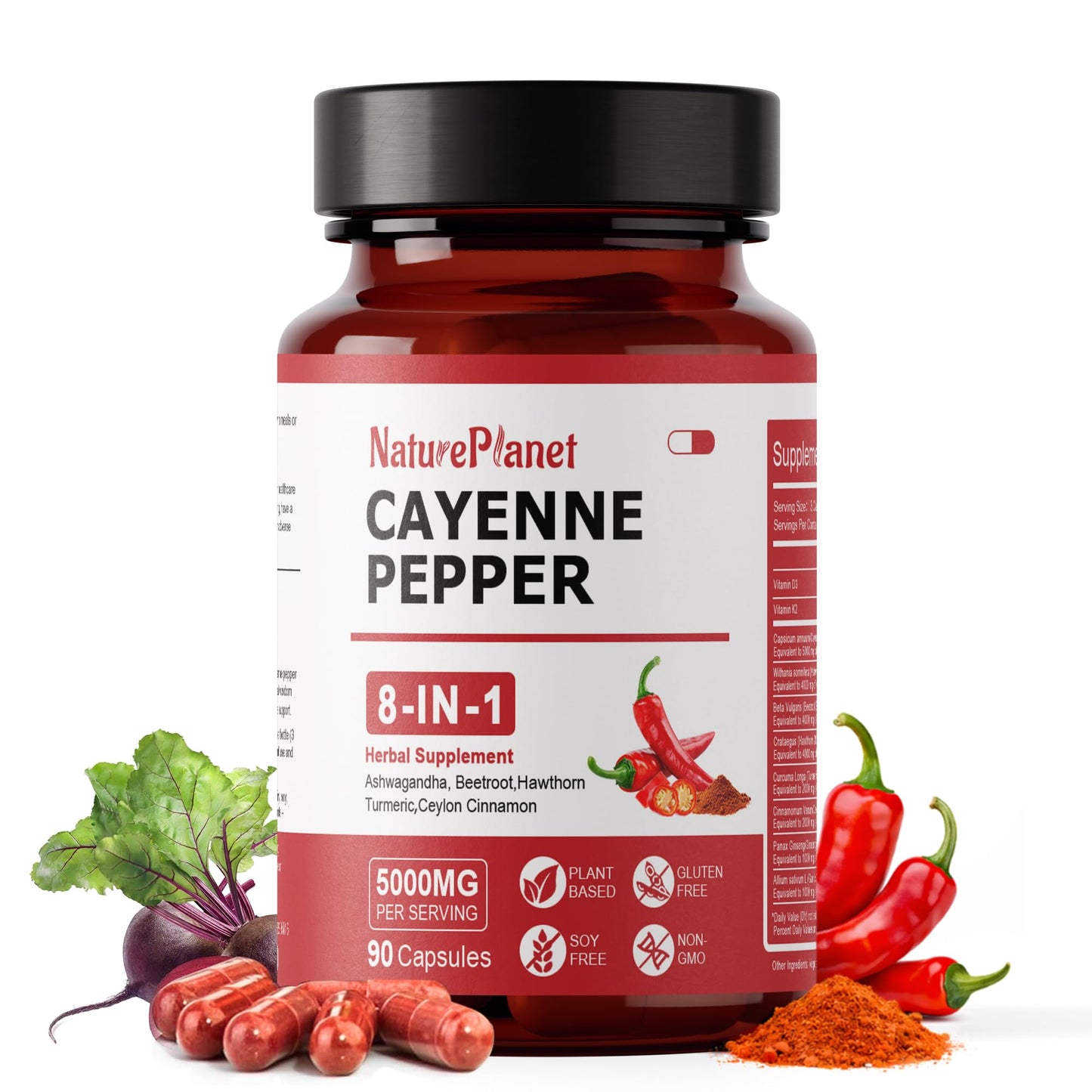 NaturePlanet Cayenne Pepper Capsules 90 Count