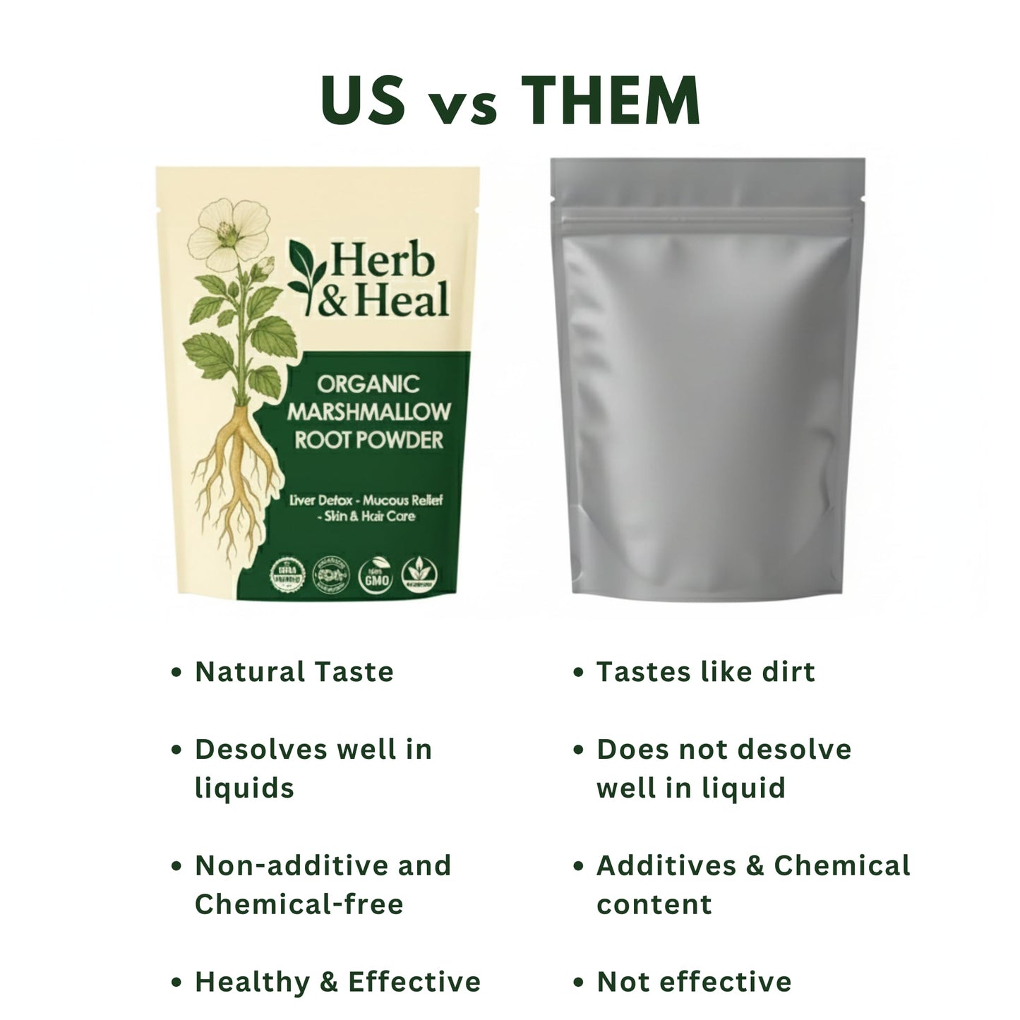 Herb & Heal Organic Marshmallow Root Powder 8 oz
