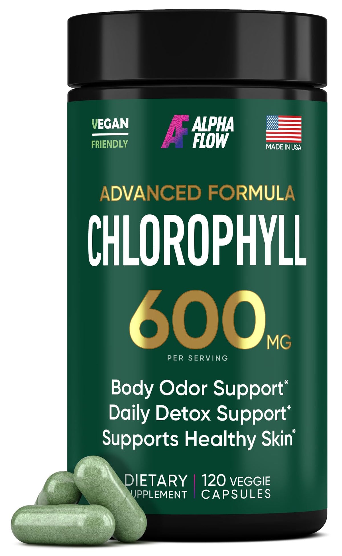 Chlorophyll Capsules 600 mg - Natural Chlorophyll Pills for Women & Men