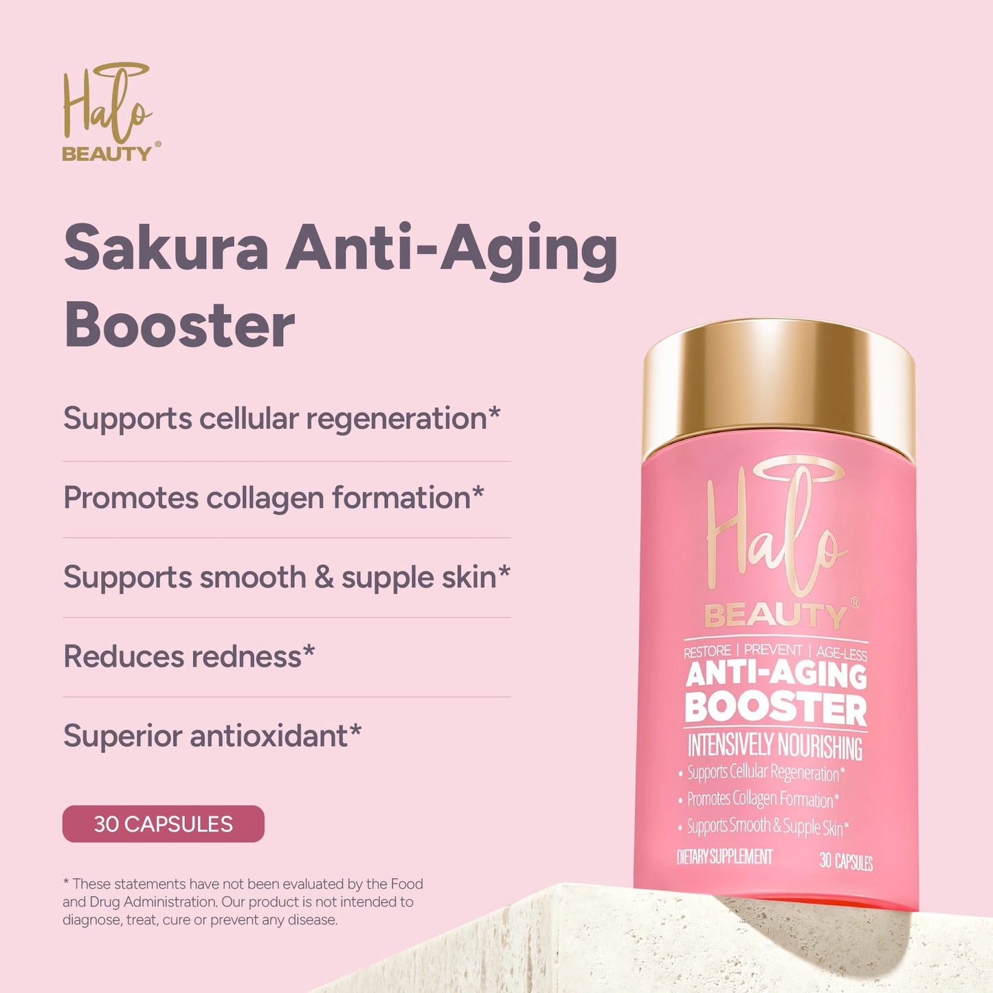 Halo Beauty Sakura Anti-Aging Collagen Support Supplement Capsule 30 Count