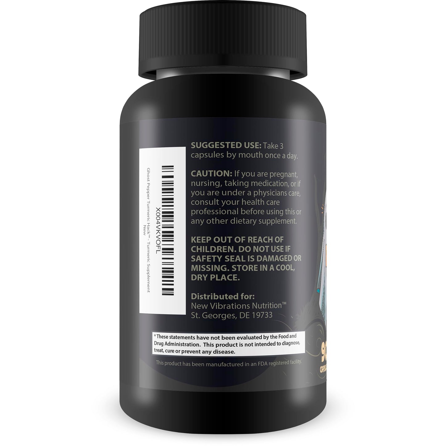 New Vibrations Nutrition Ghost Pepper Hack Turmeric Curcumin Capsules, 90 Count