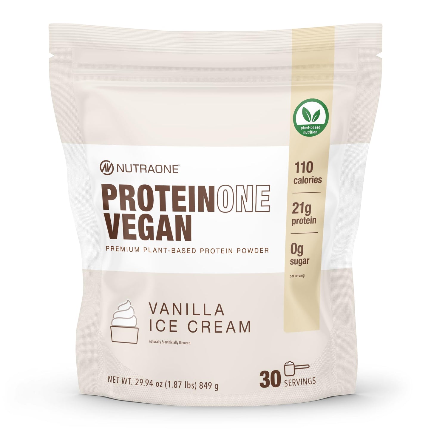 NutraOne ProteinOne Vegan Plant-Based Protein Powder 30.9 Servings