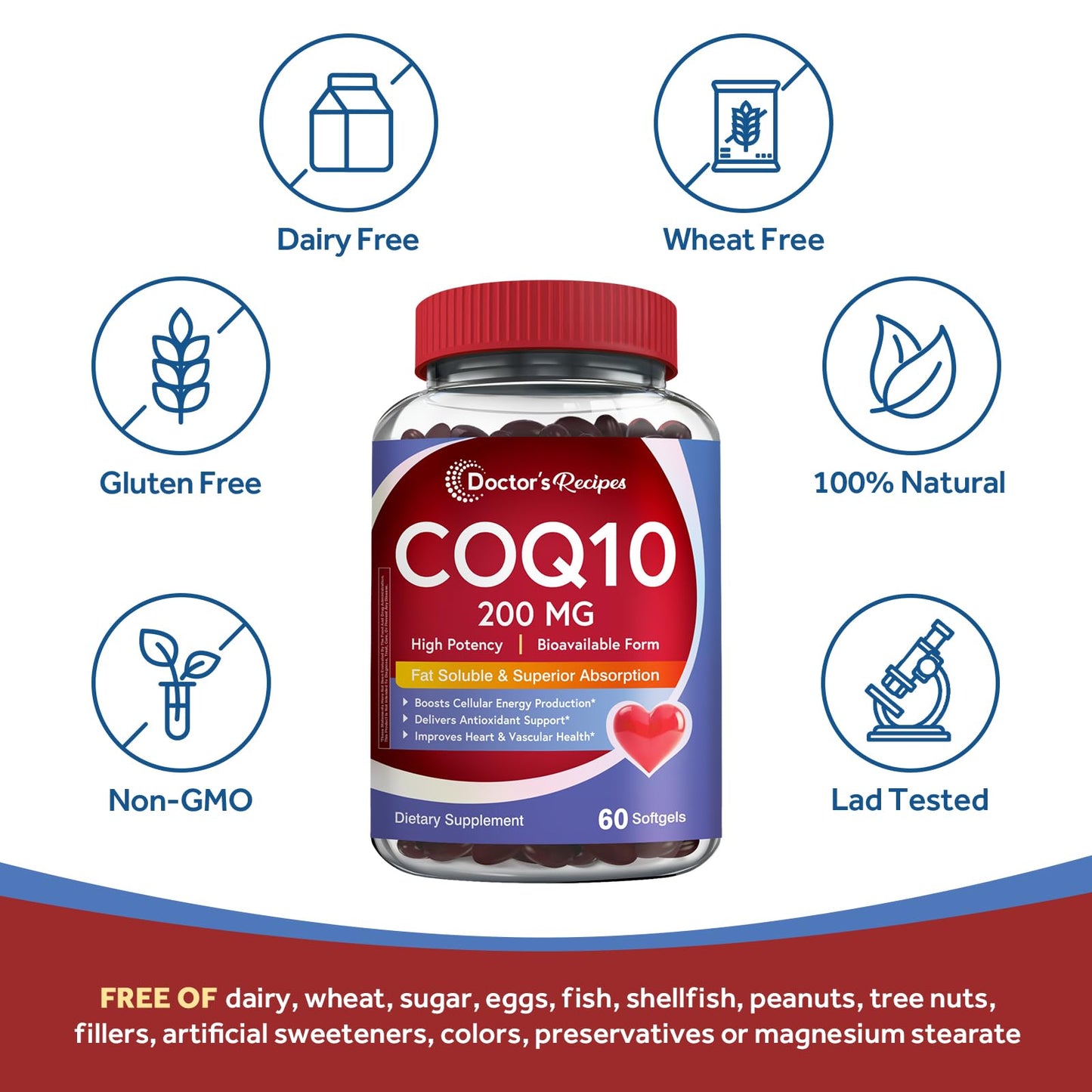 Doctor's Recipes CoQ10 200mg Softgels 60 Count