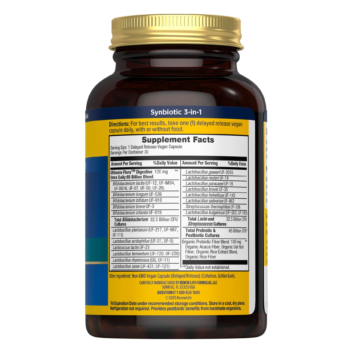 Renew Life Ultimate Flora Digestive Probiotic 65 Billion CFU 31 Strains 30 Capsules