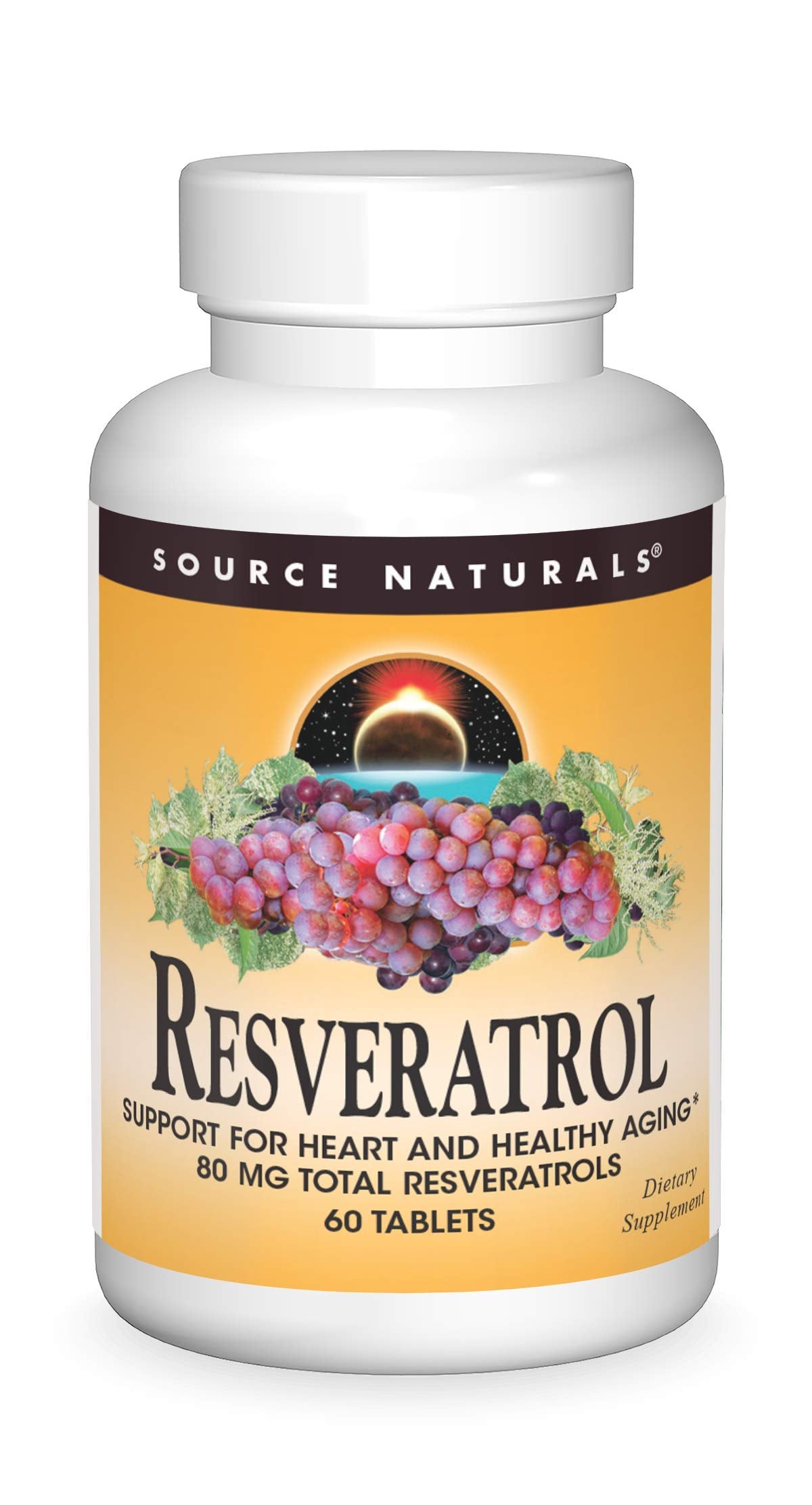 Source Naturals Resveratrol, for Heart and Healthy Aging*, 80mg, 60 Tablets