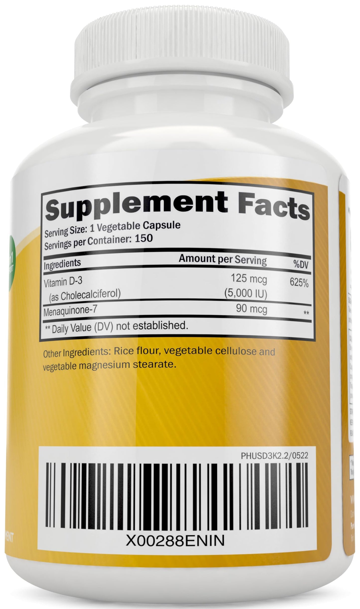 Purely Holistic Vitamin D3 K2 Capsule, 150 Count