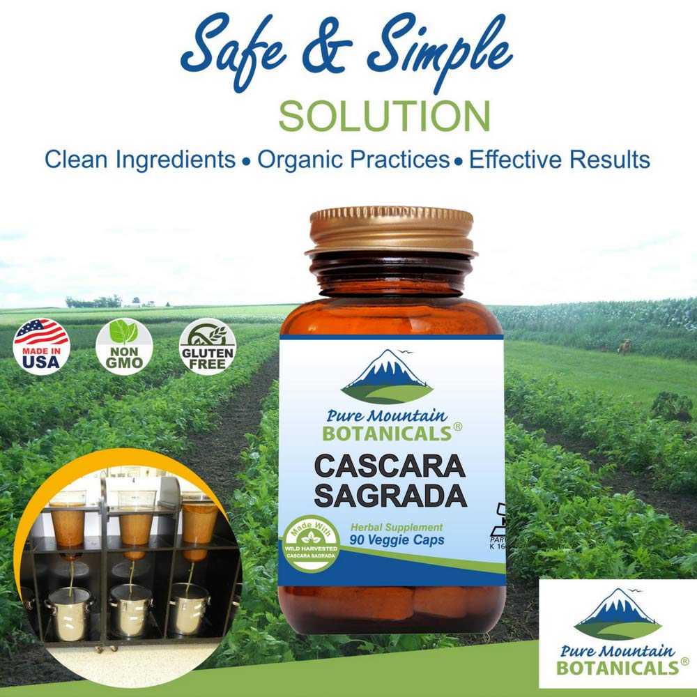 Pure Mountain Botanicals Cascara Sagrada Capsules 90 Count