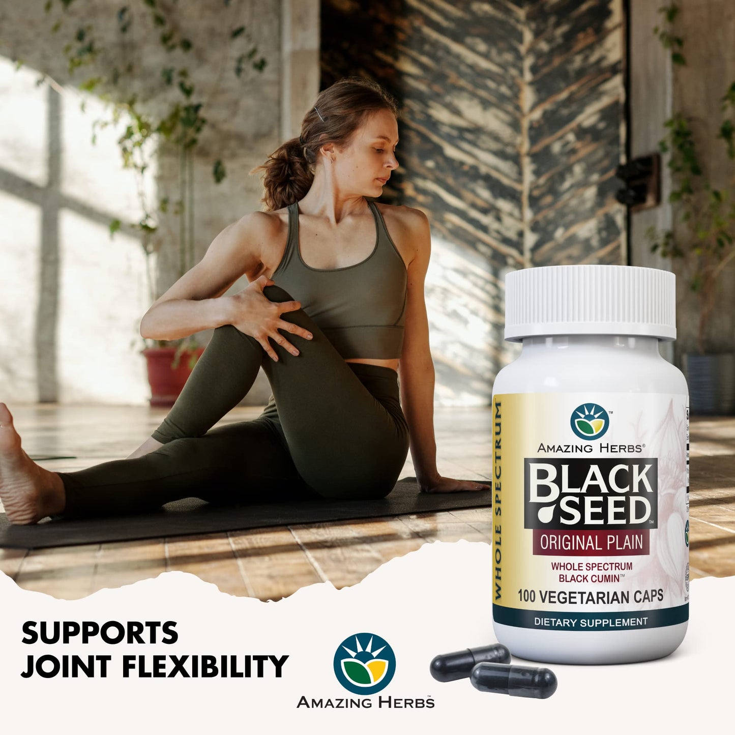 Amazing Herbs Whole Spectrum Black Seed Oil Capsules - 100 Count, 475mg