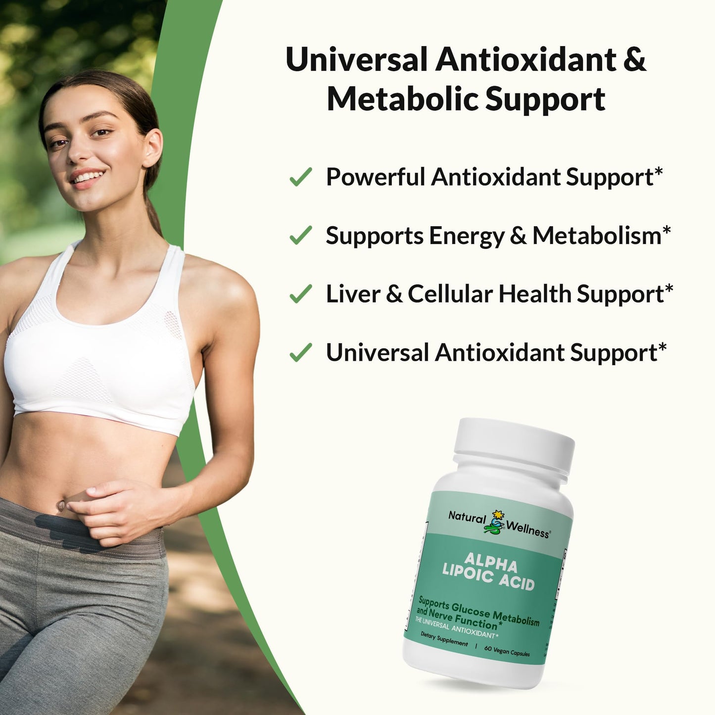 Natural Wellness Alpha Lipoic Acid (ALA) 600 mg 60 Capsules