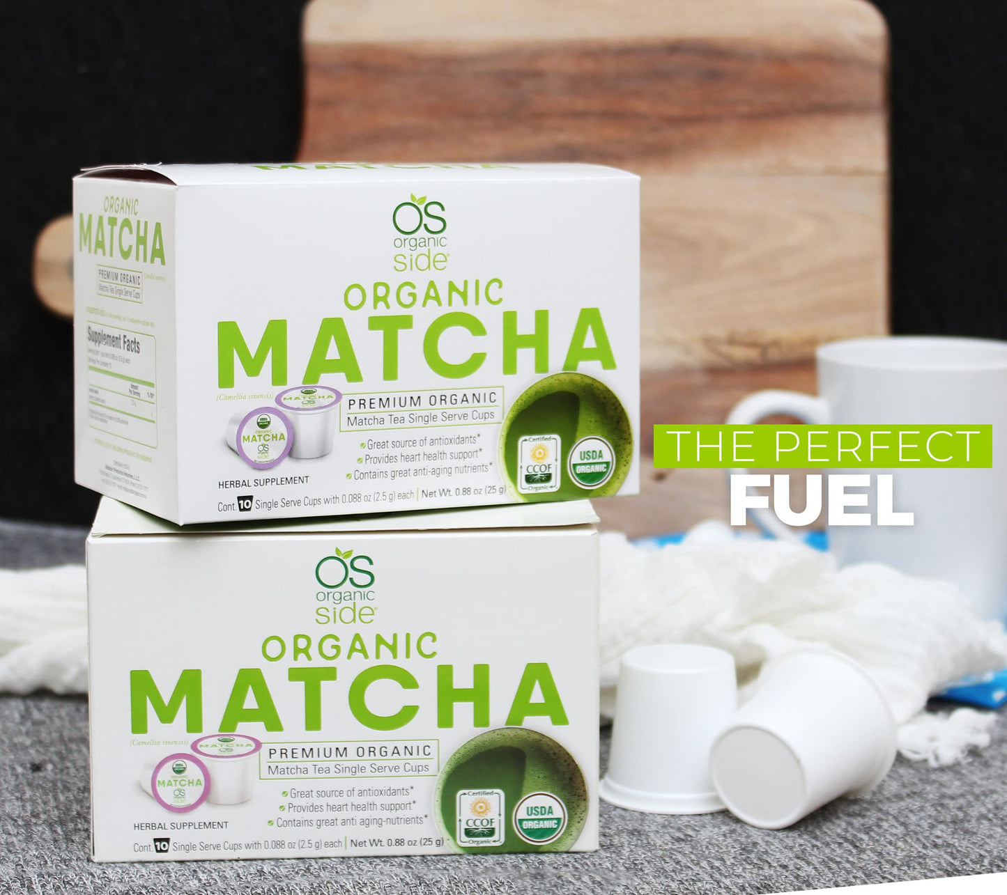 OS Organic Side Greenside Detox Herbal Tea Matcha Powder, 10 Count