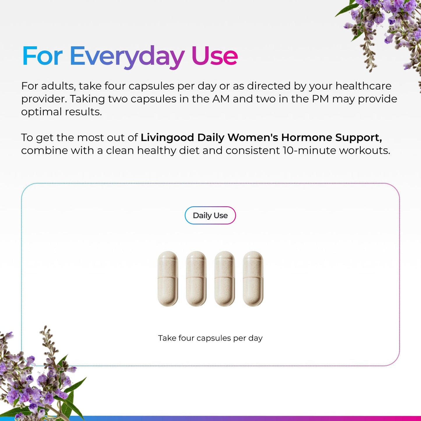 Livingood Daily Women’s Hormone Support Supplement, Estrogen Balance with Fenugreek, Black Cohosh, Chasteberry, DIM, Natural PMS & Menopause Support, Non-GMO, Gluten Free, Vegetarian Capsules, 120 Count