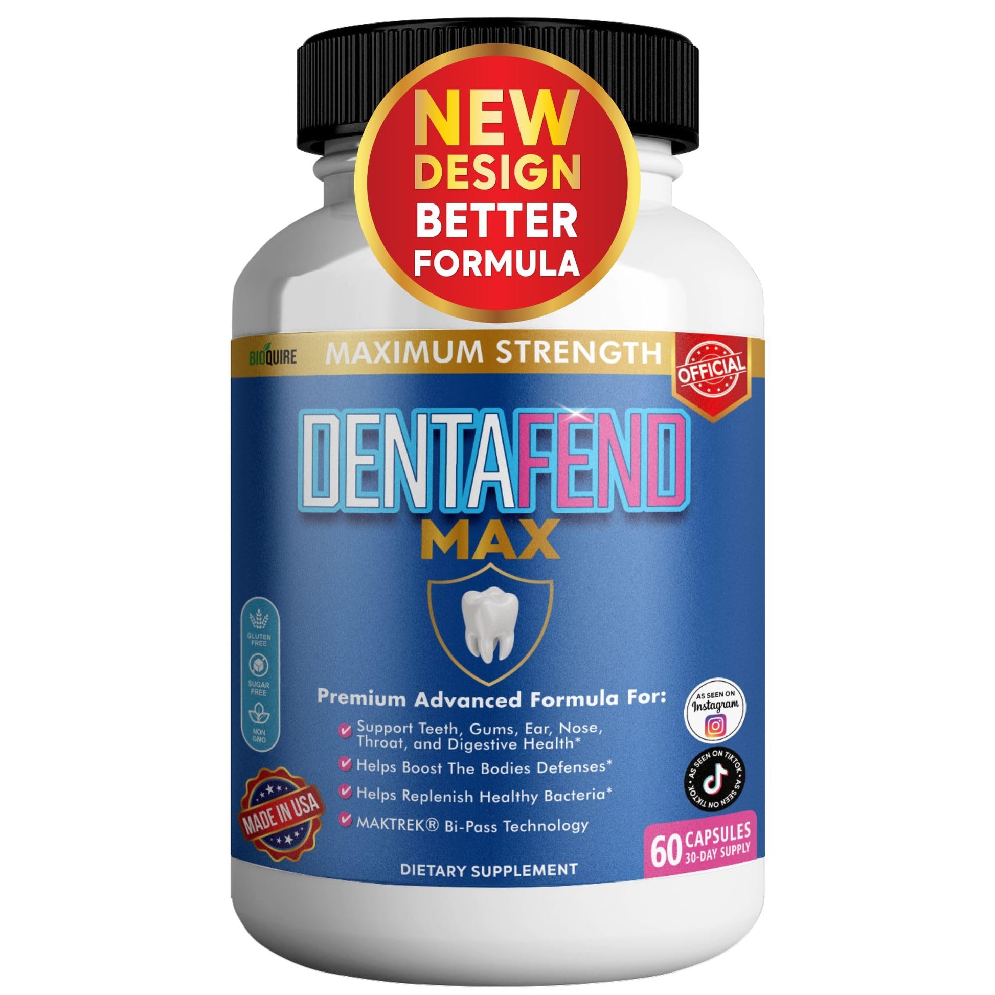 BIOQUIRE Dentafend Max Probiotic Supplement 40 Billion CFU, 60 Capsules