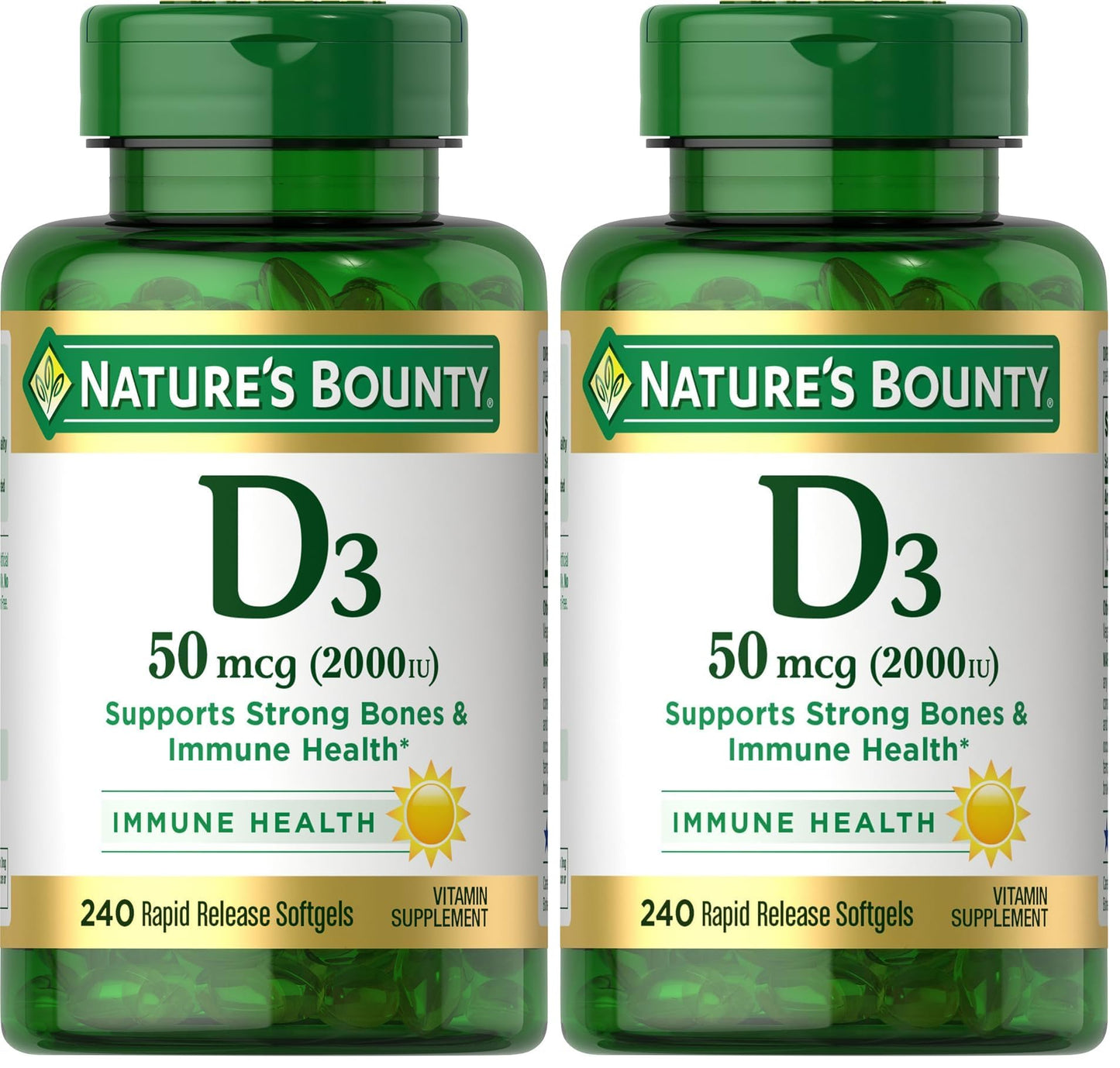 Nature's Bounty Vitamin D3 2000 IU Softgels, 480