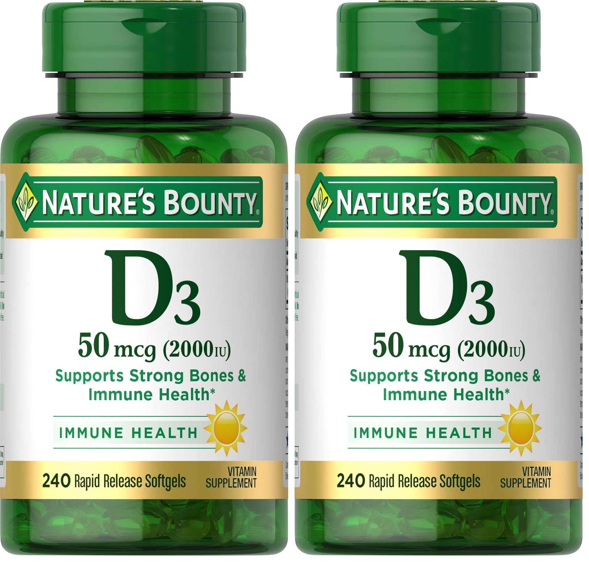 Nature's Bounty Vitamin D3 2000 IU Softgels, 480