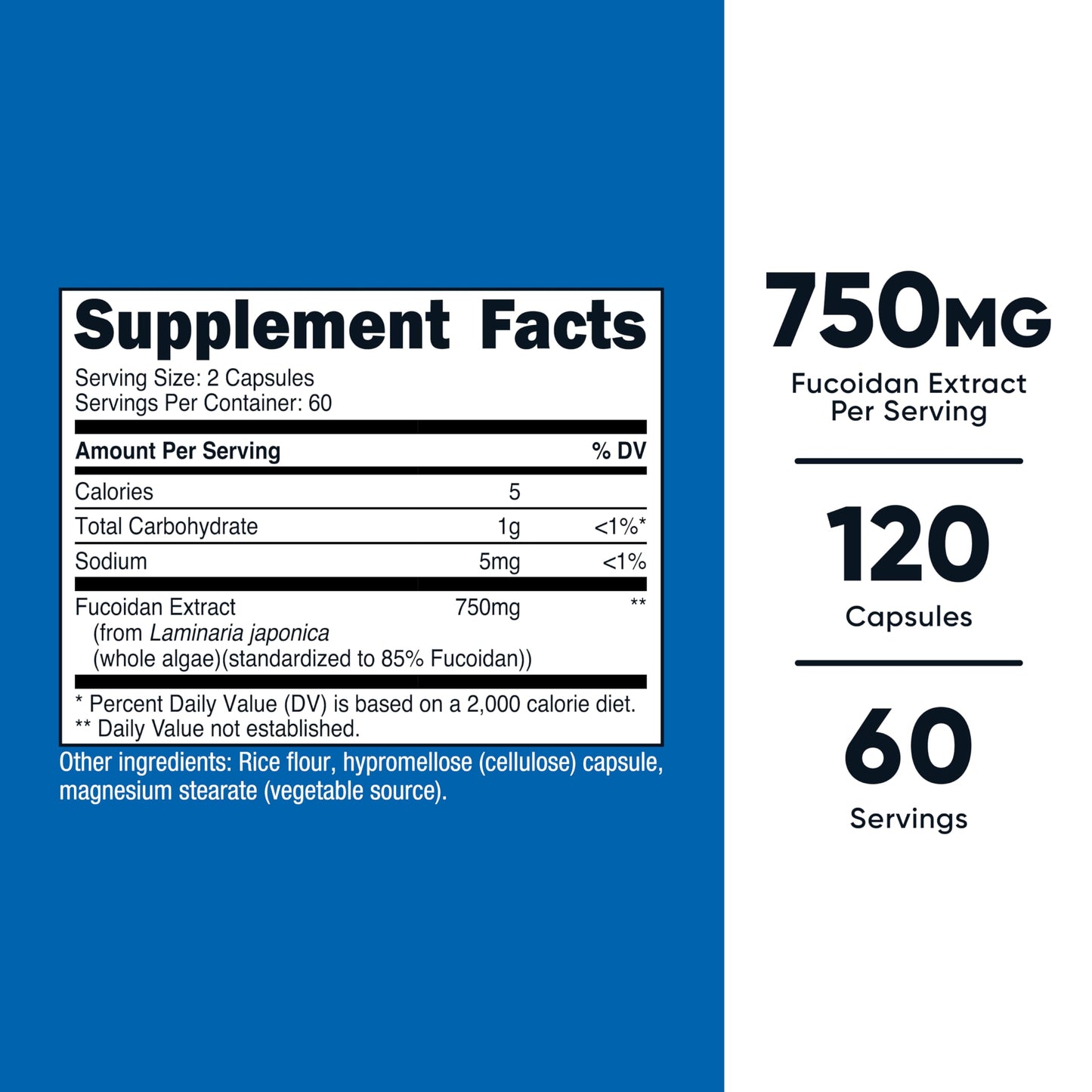 Nutricost Fucoidan 750mg Capsules, 120 Count